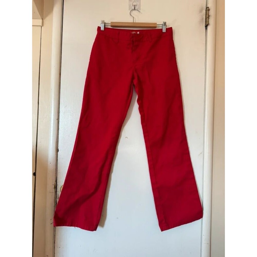 Dickies Mid Rise Dark Wash Straight Leg Red Work Pants Cowgirl Women's | Size 5